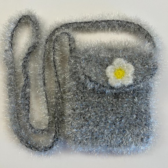 Sparkle & Shag Mini Glittery Silver Crossbody Bag - NWOT - Unique - Picture 9 of 9